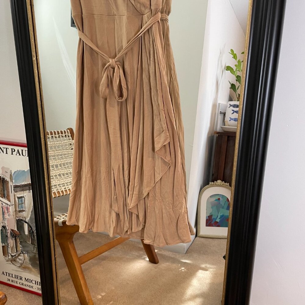 Lauren Ralph Lauren Faux Wrap Knit Dress Tan Size medium‎ classic preppy - Picture 4 of 7